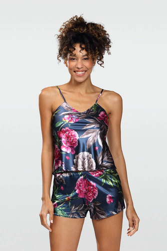 Komplet piżama damska Flowers DKaren -DK-KK 1 granatowy