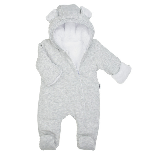 Pajac dresowy niemowlęcy Nicol Willy 219270 – szary ocieplany z luną i uszkami