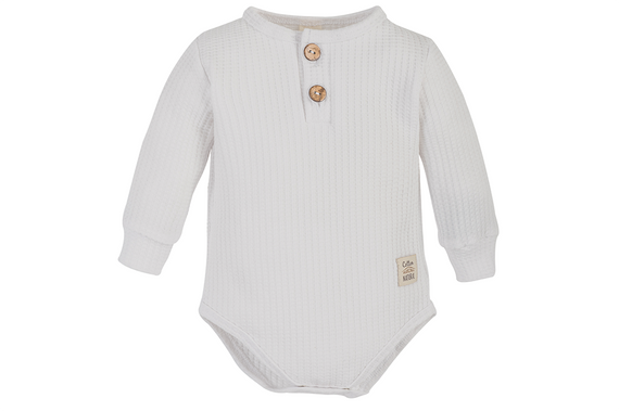 Body polo z długim rękawem "Natural Waffel" Makoma white