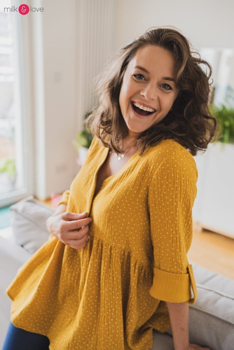 Tunika z muślinu organicznego Mother Nature Milk&Love indygo w kropki