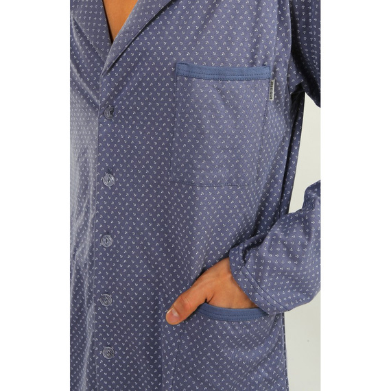 Bawełniana piżama męska, rozpinana Sesto Senso - kotwiczki jeans