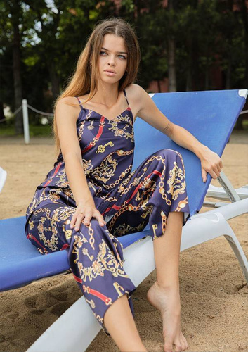 Piżama Damska Satynowa DKaren - DK-KI 14 czarny