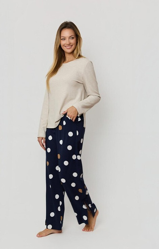 Oceane PW85 Mefemi – piżama damska wiskozowa w grochy z kokardkami