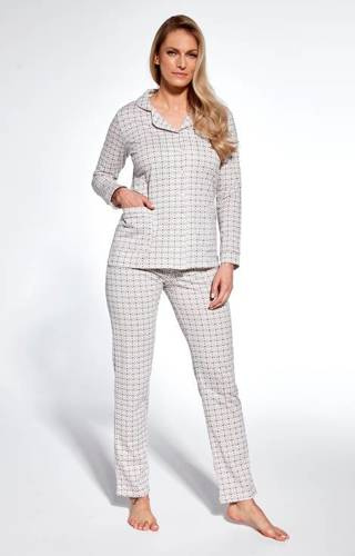 Piżama damska rozpinana 482/364 Ella Cornette - ecru