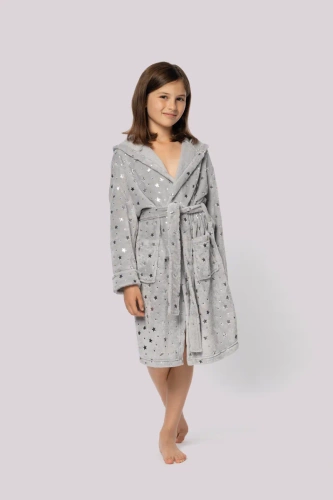 Szlafrok dziecięcy Star Kids Envie light grey 
