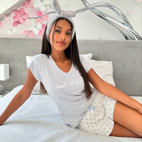 Piżama damska Maya 1/2 Donna ecru szary