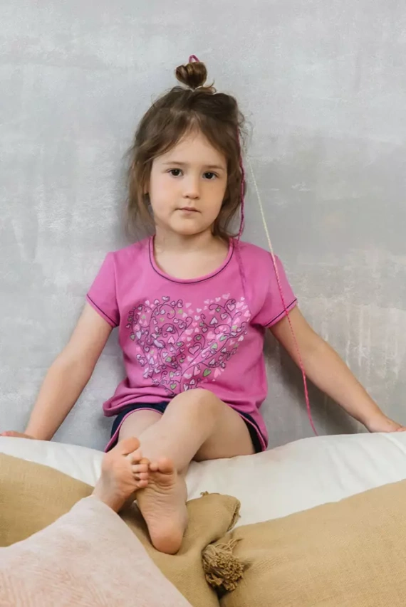 Piżama dziewczęca Ontega Italian Fashion - amarantowy/granatowy