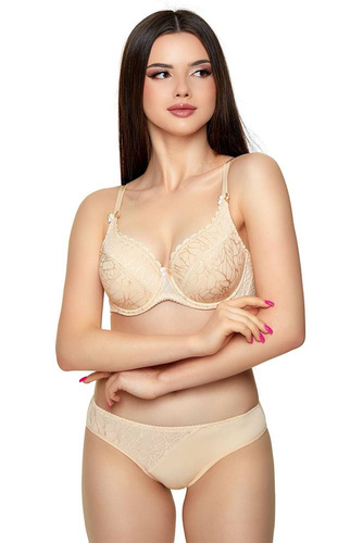 Biustonosz Usztywniany Vanessa full cup Jagoda - beżowy