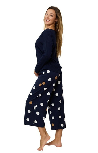 Oceane PS75 Mefemi – piżama damska wiskozowa w grochy, długi rękaw
