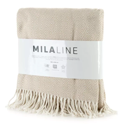 Koc narzuta z frędzlami Pled 7 Eurofirany beżowy