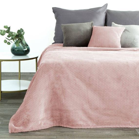 Narzuta z mikrofibry Zoe Eurofirany pudrowy róż