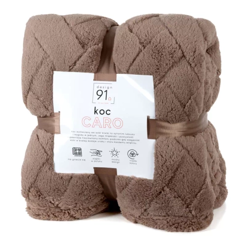 Koc narzuta z mikrofibry Caro Designe91  ciemny beż