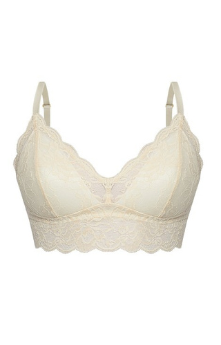 Biustonosz koronkowy Kaja 02 Mefemi  soft bez fiszbin – z gąbeczką i ozdobą- piaskowa