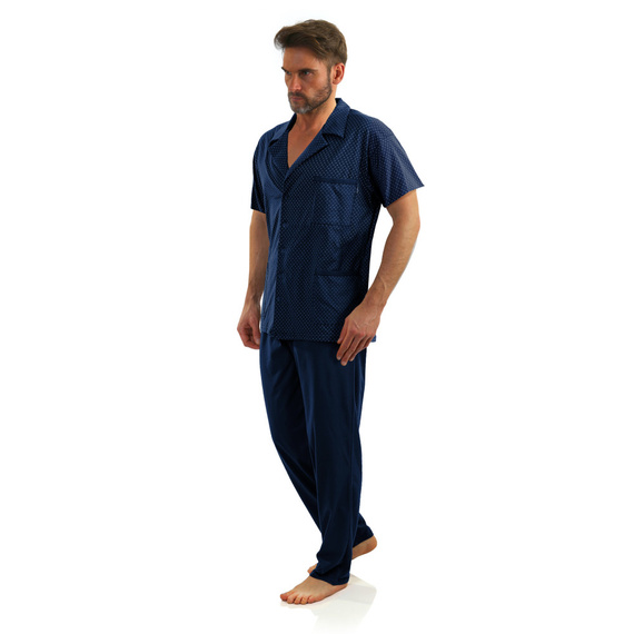 Bawełniana piżama męska, rozpinana Sesto Senso - kotwiczki jeans