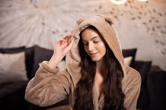 Szlafrok damski Teddy Momenti Per Me beige