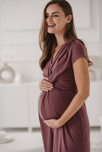 sukienka ciążowa i do karmienia krótki rękaw Loop Milk&Love  rose brown 