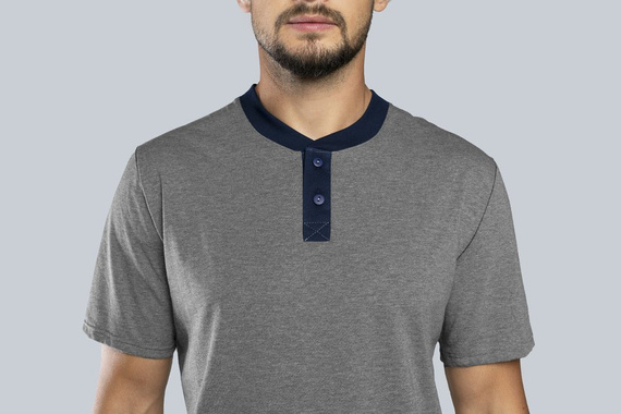 Piżama Męska krótki rękaw, długie spodnie Profit Italian Fashion- śr.melanż