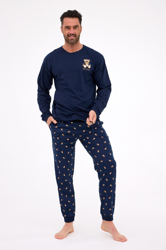 Męska piżama Cornette BIG BOSS DR 939/300 – granatowa, bawełniana, z nadrukiem