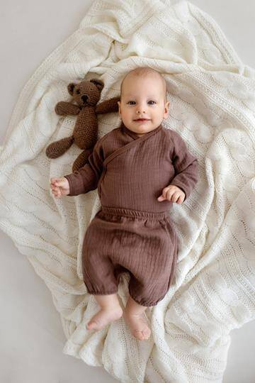 Body rozpinane muślinowe "Bamboo Muslin Choco" Makoma