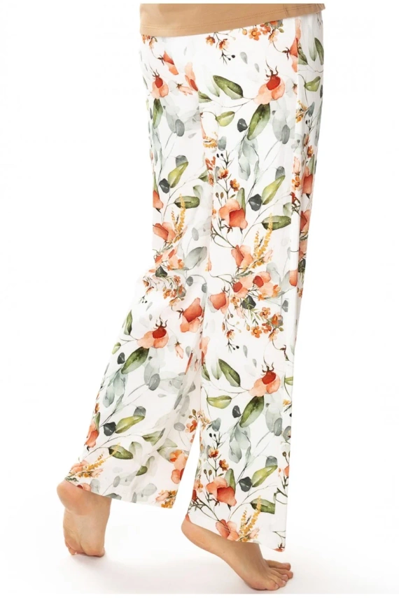 Spodnie piżamowe 86679 Marcella Mewa druk w kwiaty