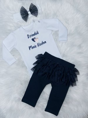 Body z długim rękawem "Dziadek mnie kocha" Bambarillo - białe