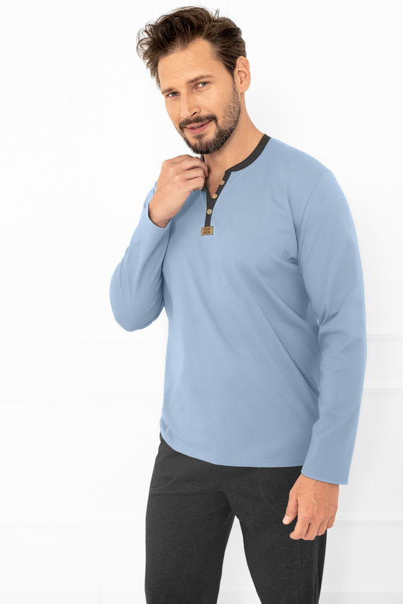 Piżama męska Juliusz Italian Fashion stalowy – bawełniana, elegancka i wygodna