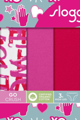 Figi Damskie GO Crush High leg C3P 3-pak Sloggi - czwrwony rózowy