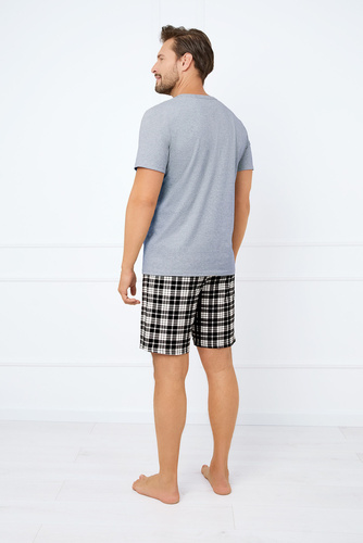 Piżama Męska krótki rękaw, spodenki Klark talian Fashion - melange/druk 