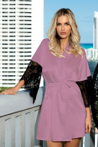 Dagmara Satynowy Szlafrok Damski DKaren - czarny 