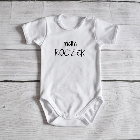 Body krótki rękaw "Mam roczek" Moocha białe