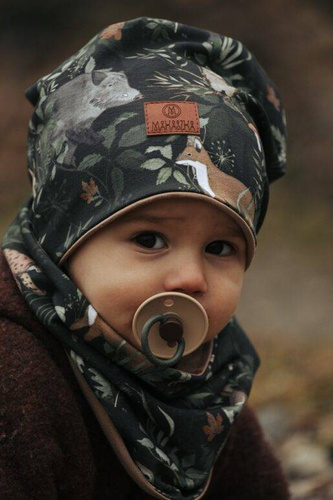 Woodland czapka dziecięca+ komin - Makaszka