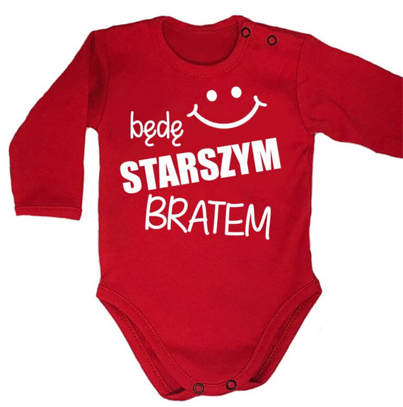 Body długi rękaw "Będę STARSZYM bratem v2" Moocha czarny