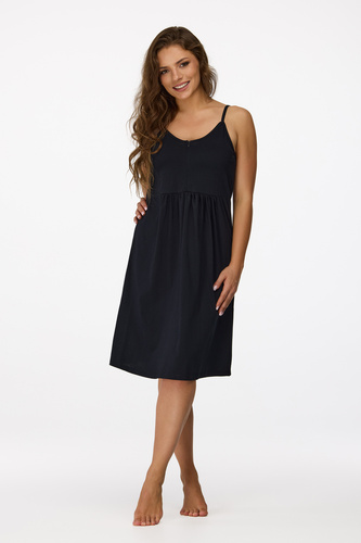 Senizo koszula nocna ciążowa no. 27 czarny– 100% bawełna, suwak do karmienia, lekki fason