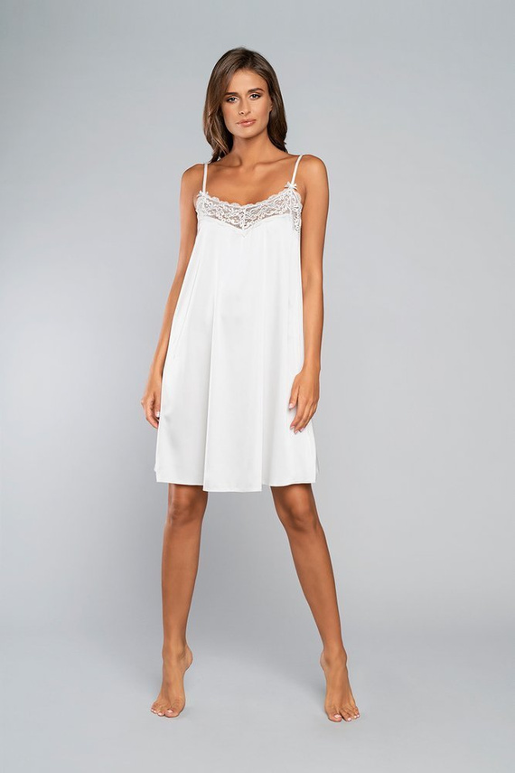 Koszula nocna wąskie ramiączko, krótka Dotyk Italia Fashion -ecru