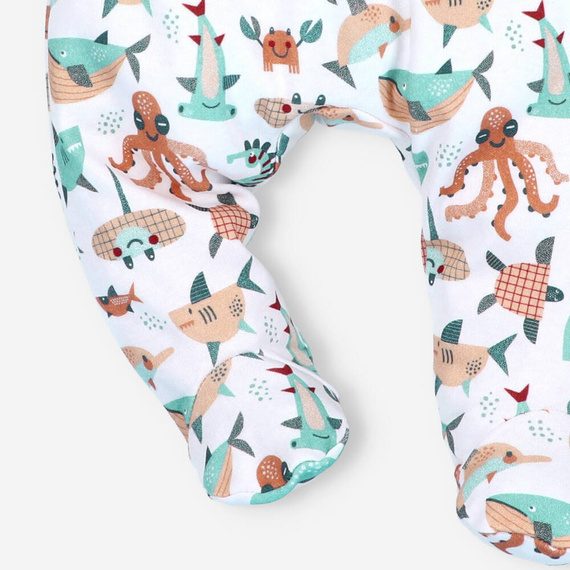 Półśpiochy z bawełny organicznej Morskie Zwierzątka Nini druk