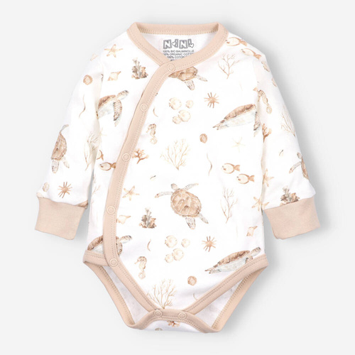 Body kopertowe z bawełny organicznej Turtles Nini druk