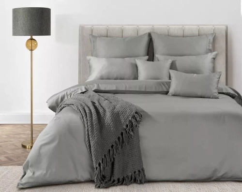 Jednobarwna pościel bawełniana Elegant 1C Eva Minge stalowy | Satynowa miękkość w Twojej sypialni