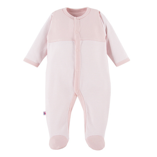 Pajac niemowlęcy ze stópkami Big Bear Eevi - różowy paski