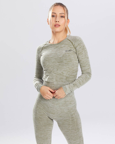 Bluzka damska długi rękaw Melange Rashguard Spaio khaki