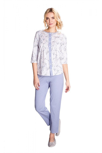 6168 Helena Piżama damska rozpinana Mewa niebieska 