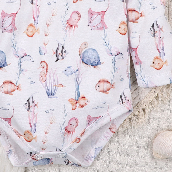 Nini Body Underwater World – organiczna bawełna, długi rękaw, dla niemowląt