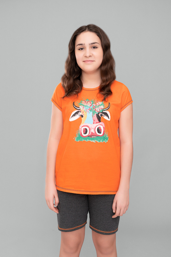 Piżama dziewczęca Blonde Italian Fashion - pomarańcz/ciemny melanż