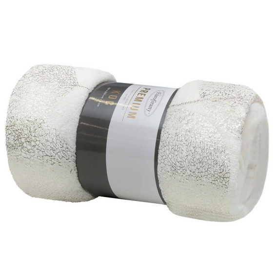 Koc narzuta z mikrofibry z błyszczącym nadrukiem liści Ginko 2 Eurofirany miodowy