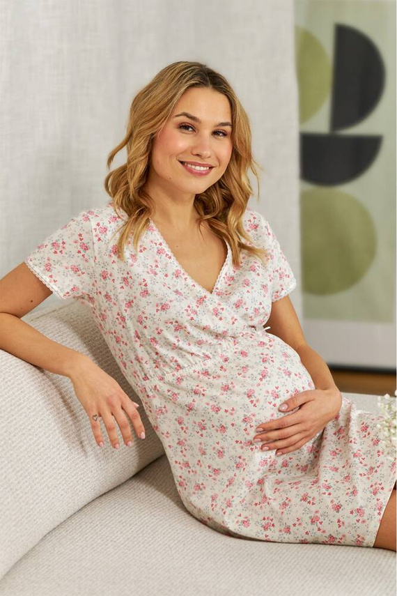 Koszula ciążowa i do karmienia 9394 Doctor Nap - rose flowers