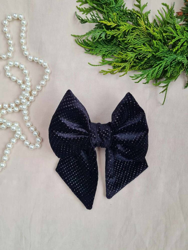 Welurowa kokarda do włosów KCZ16 Marija - czarny