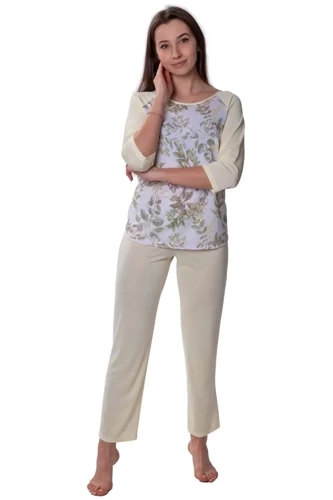 Piżama damska 86613 Botanica Mewa kremowy