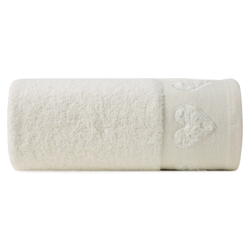 Ręcznik Kamila serca wypełnione różyczkami Eurofirany kremowy  