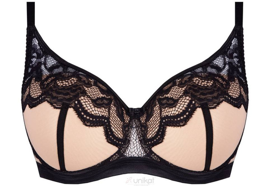 Biustonosz usztywniany Carmella full cup Unikat czarny-beżowy