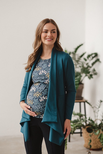 Bluzka do karmienia i ciążowa z krótkim rękawem Milk Shirt Milk&Love łąka na granatowym