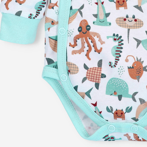 Body kopertowe z bawełny organicznej Morskie Zwierzątka Nini druk